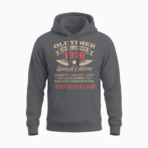 50th Birthday Man Woman 50 Years Decoration 1976 Gift Funny Unisex Hoodie - Charcoal