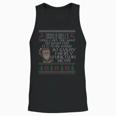 Single Bells Single All the Way Funny Single Man Unisex Tank Top - Black