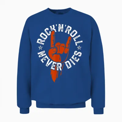Rock N Roll Never Dies Rock and Roll Heavy Metal Music Unisex Sweatshirt - Royal