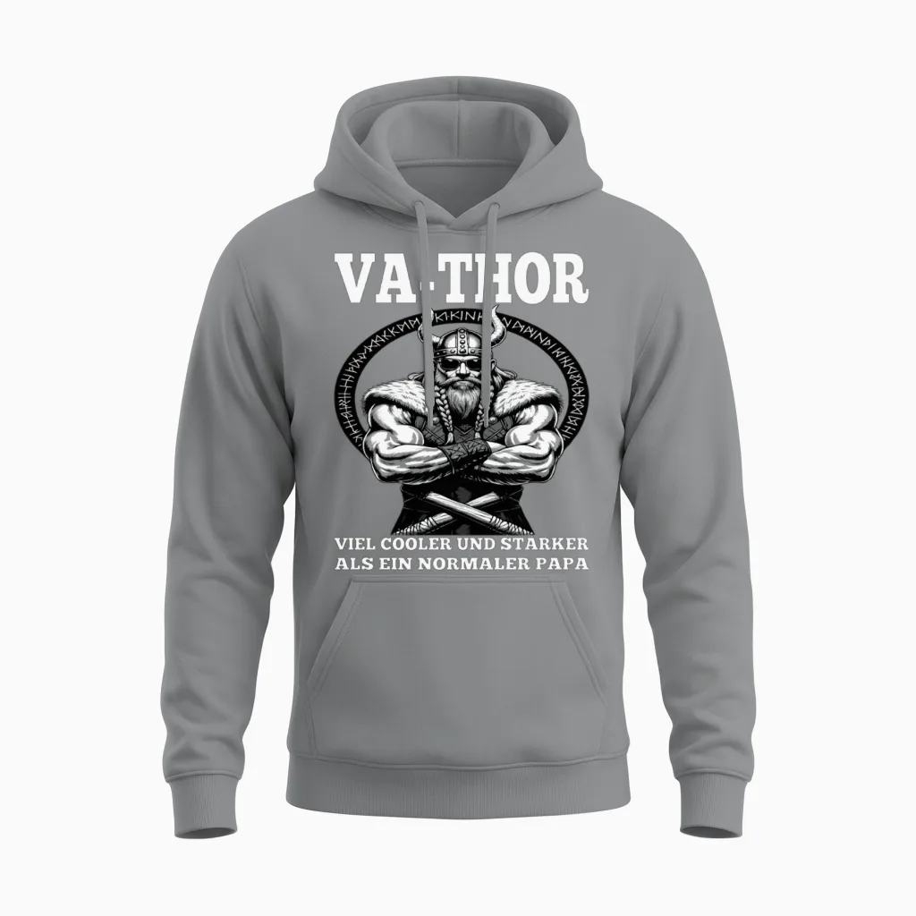 Viking Warrior Man Odin Thor Norman Walhalla Unisex Hoodie in Sport Grey