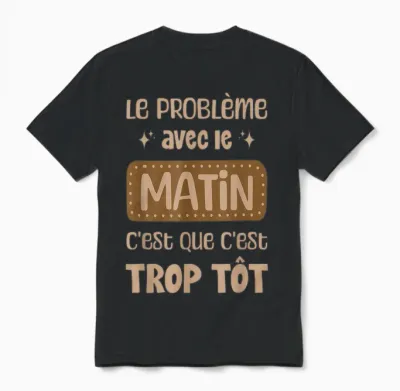 The Morning Problem It's Too Early Wake Up Morning Humor Unisex T-Shirt - Black