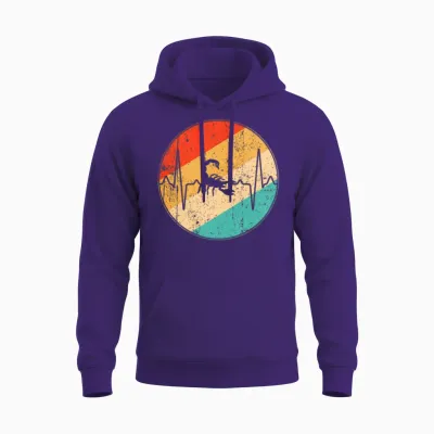Cancer Retro Heartbeat Unisex Hoodie - Purple