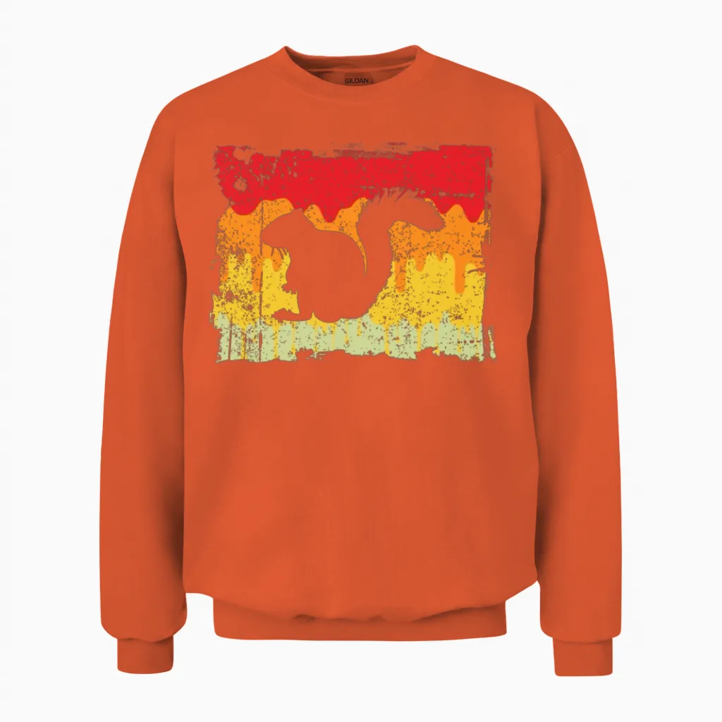 Squirrel Retro Unisex Sweatshirt in Orange