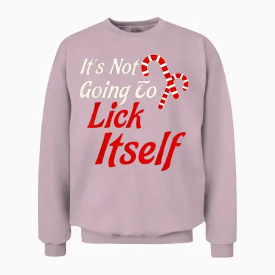 It's Not Going to Lick Itself Adult Short Sleeve Funny Christmas Unisex Sweatshirt - Light Pink