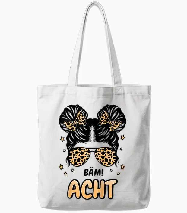 Kinder 8. Geburtstag Mädchen Messy Bun Bäm! Ich Bin Acht Tote Bags in White