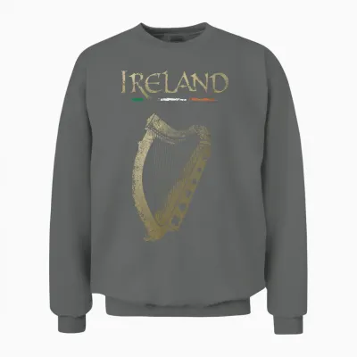Vinagreshop Irland-Flagge Und Harfe Mit Klee Unisex T-Shirt Schwarz S Eu 38-40 Unisex Sweatshirt - Graphite Heather