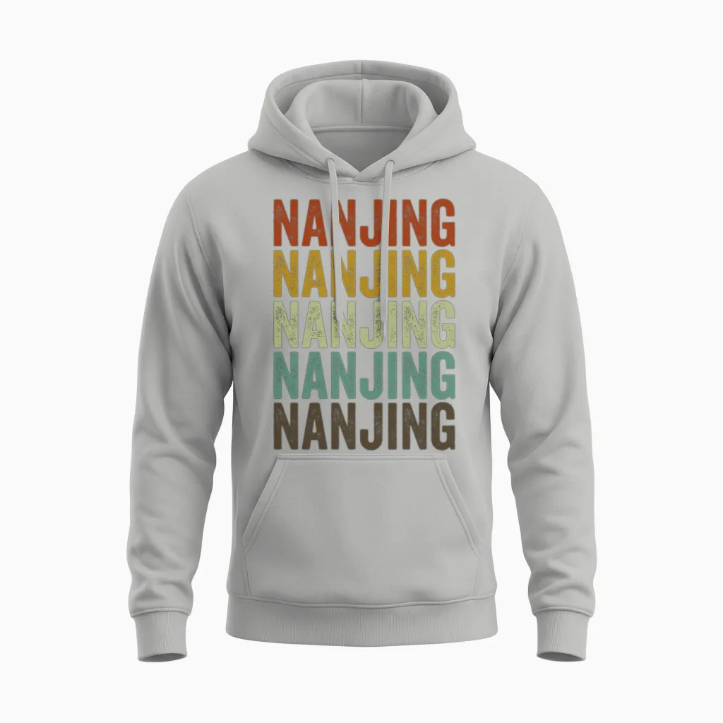 Nanjing China Retro Vintage Unisex Hoodie - Ash