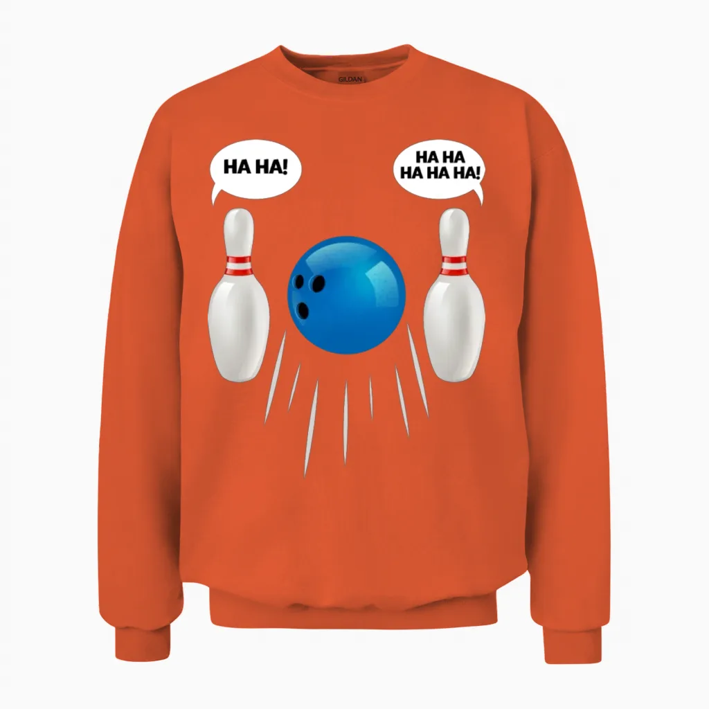 Funny Bowling Gift for Bowlers Unisex Sweatshirt in Orange
