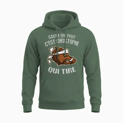 Hunter Name Christophe - Funny Boar Bad Shooter Unisex Hoodie - Military Green