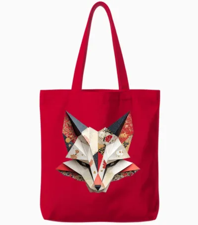 Kitsune Fuchsmaske Origami Japon Mythologie Inari Fuchs T-Shirt Haut De Gamme Tote Bags - Red