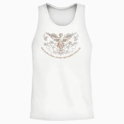 Gothic Medieval Religious Quotes Print On Unisex Tank Top - White