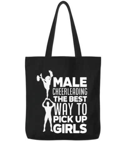 Male Cheerleading Funny Male Cheerleader Gift Tote Bags - Black