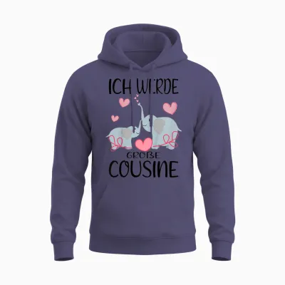 Kinder Bald Große Cousine 2026 Elefanten - Ich Werde Große Cousine Unisex Hoodie - Heather Sport Dark Navy