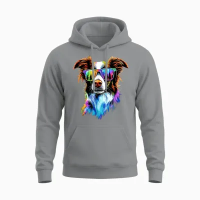Border Collie with Sunglasses Soft Border Collies T-Shirt, Black, S Unisex Hoodie - Sport Grey