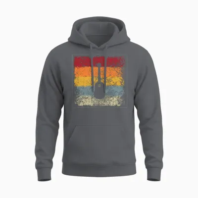Guitar Retro Unisex Hoodie - Charcoal