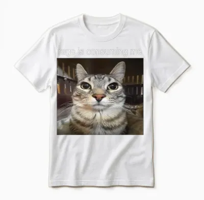Rage Is Consuming Me Silly Staring Cat Meme Unisex T-Shirt - White