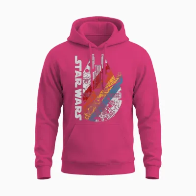 Star Wars Millennium Falcon Top View Striped Unisex Hoodie - Heliconia