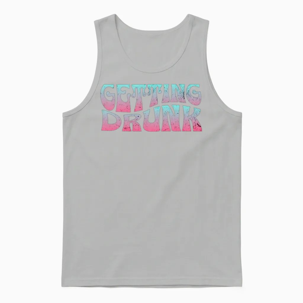 Getting Drunk Groovy Retro Aesthetic Gift Unisex Tank Top - Ash