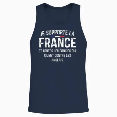Je Supporte La France Et Toutes Les équipes Contre Anglais Unisex Tank Top - Navy