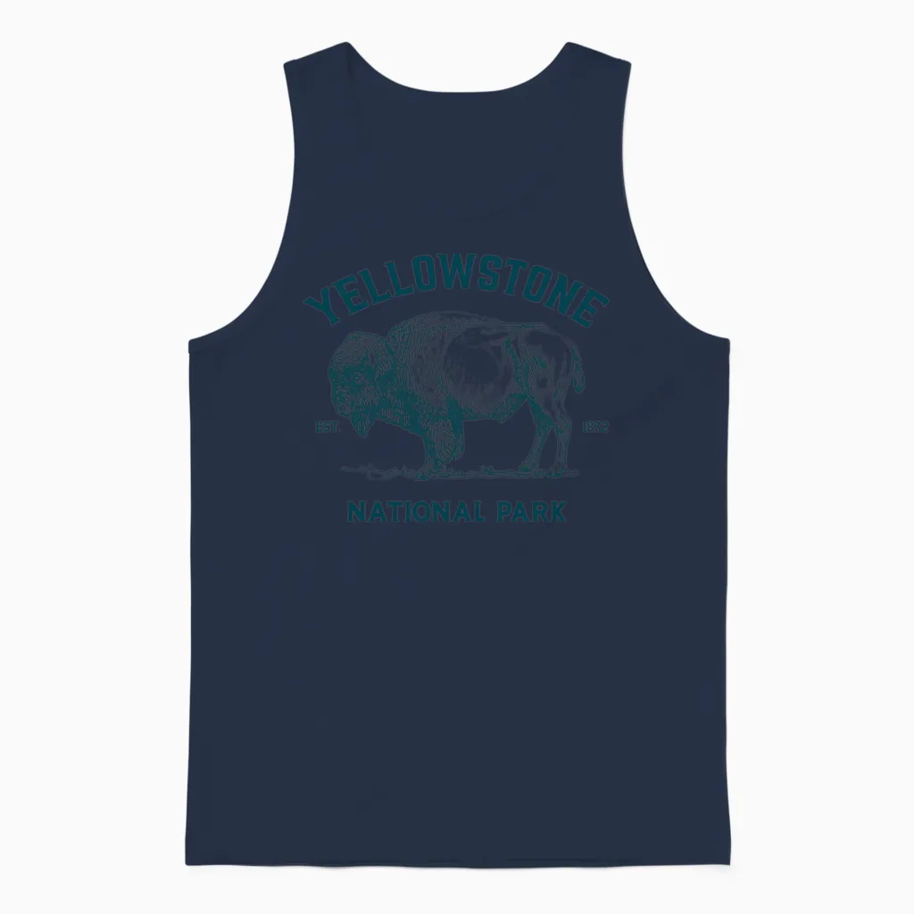Yellowstone Bison Vintage Logo Unisex Tank Top in Navy