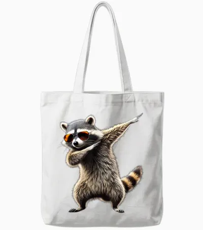 Dab a Raccoon with Sunglasses Dance Tote Bags - White