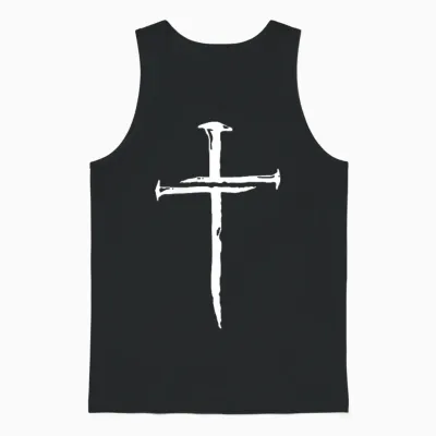 Modern Christian Faith Apparel Gifts Christian Minimalist Religious Jesus Christ Three Nails Cross Unisex Tank Top - Black