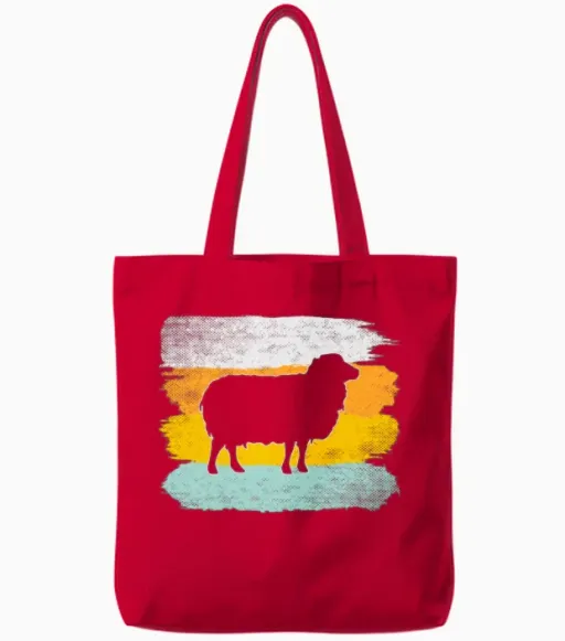 Sheep Retro Tote Bags - Red