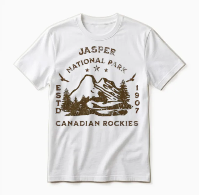 Jasper National Park Hiking & Outdoors Gift Unisex T-Shirt in White