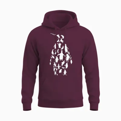 Penguin Penguins Silhouette Unisex Hoodie - Maroon