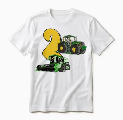 2. Geburtstag Junge, Traktor, Mähdrescher, Bauernhof Kinder Unisex T-Shirt - White