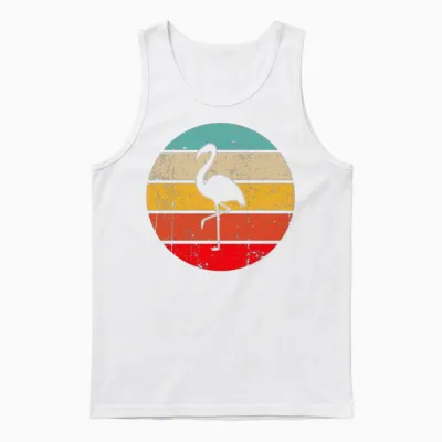 Flamingo Retro Unisex Tank Top - White