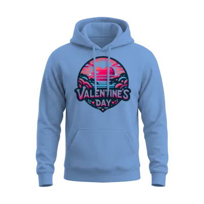 Valentine's Day Artistic Badge Design Unisex Hoodie - Carolina Blue