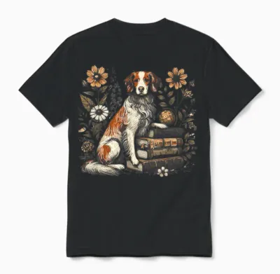 French Dog Breed - Breton Spaniel T-Shirt, Black, S Unisex T-Shirt - Black