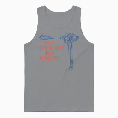 Spaghetti Graphic Funny Food Humour T-Shirt, White Unisex Tank Top - Sport Grey