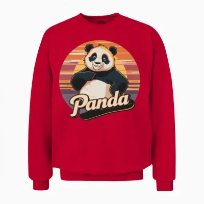 Funny Panda Retro Vintage Unisex Sweatshirt - Red