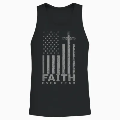 America Pride Us Flag Faith Over Fear Prayer Unisex Tank Top - Black