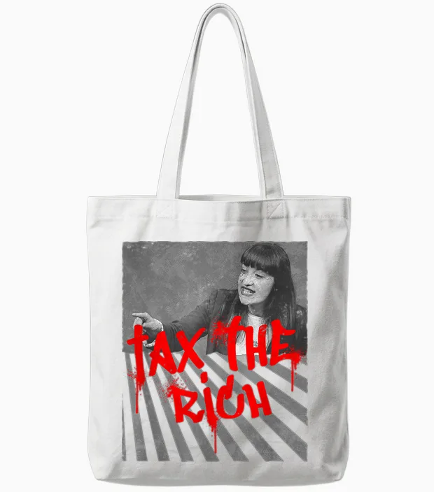 Tax the Rich! Fan Item Left Merch Heidi Reichinnek T-Shirt, Black, S Tote Bags in White