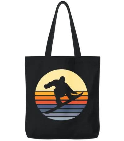 Retro Snowboard Tote Bags - Black