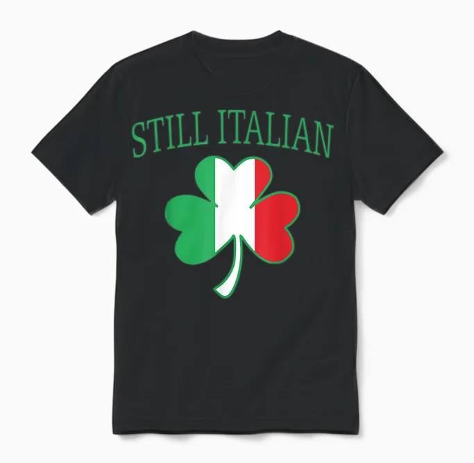 Still Italian Shamrock St Patrick's Day Italy Flag Clover Unisex T-Shirt in Black
