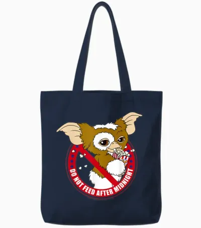 Gremlins Gizmo Do Not Feed After Midnight T-Shirt Small Tote Bags - Navy