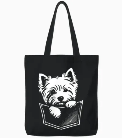 West Highland White Terrier Hund Späht Westie Design Tote Bags - Black