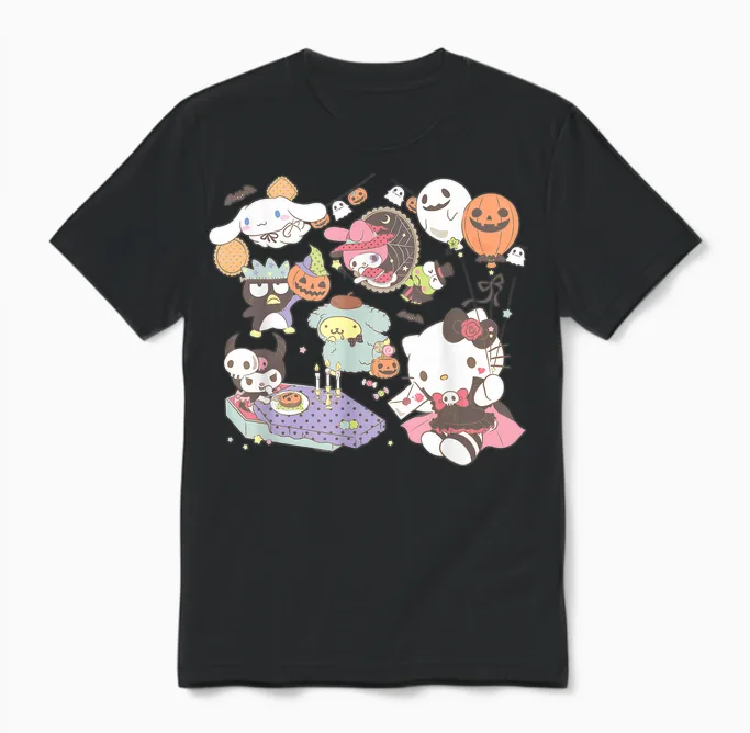 Sanrio Characters Costume Party Halloween Unisex T-Shirt in Black