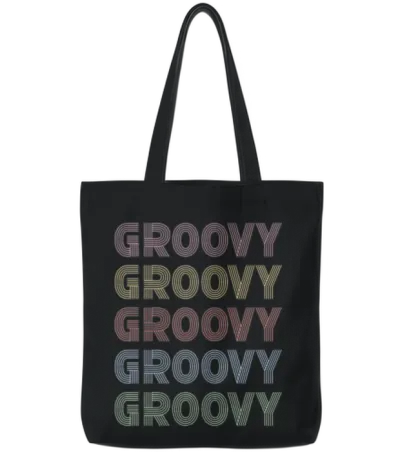 Groovy Retro Tote Bags - Black