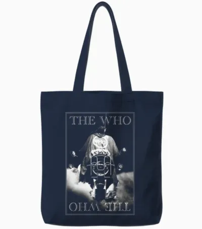 The Official Quadrophenia Bike of Who Long Sleeve Shirt, Black, S Tote Bags - Navy