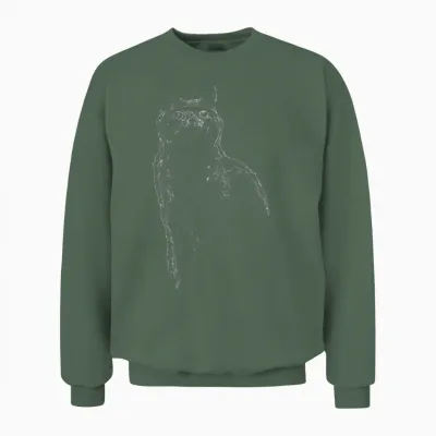 Cat Line Art Unisex Sweatshirt - Military Green