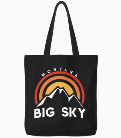 Big Sky Montana Retro Tote Bags - Black