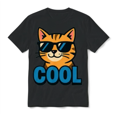 Retro Cool Cat Unisex T-Shirt - Black