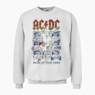 Offizielle Ac/dc Blow Up Your Video Rockmusik Band Logo Unisex Sweatshirt - White