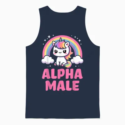 Funny Ironie Men's Outfit Cute Unicorn Alpha Male Unisex Tank Top - Navy