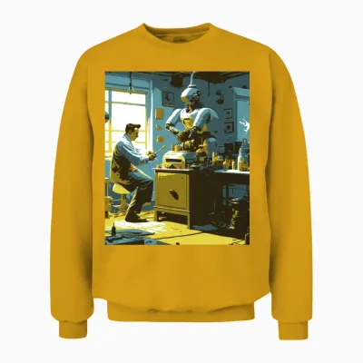 Retro Robotics Unisex Sweatshirt - Gold